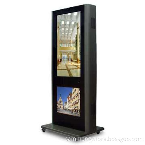 Double Screen LCD Digital Signage, Supports Touch Screen and Various Playing Formats